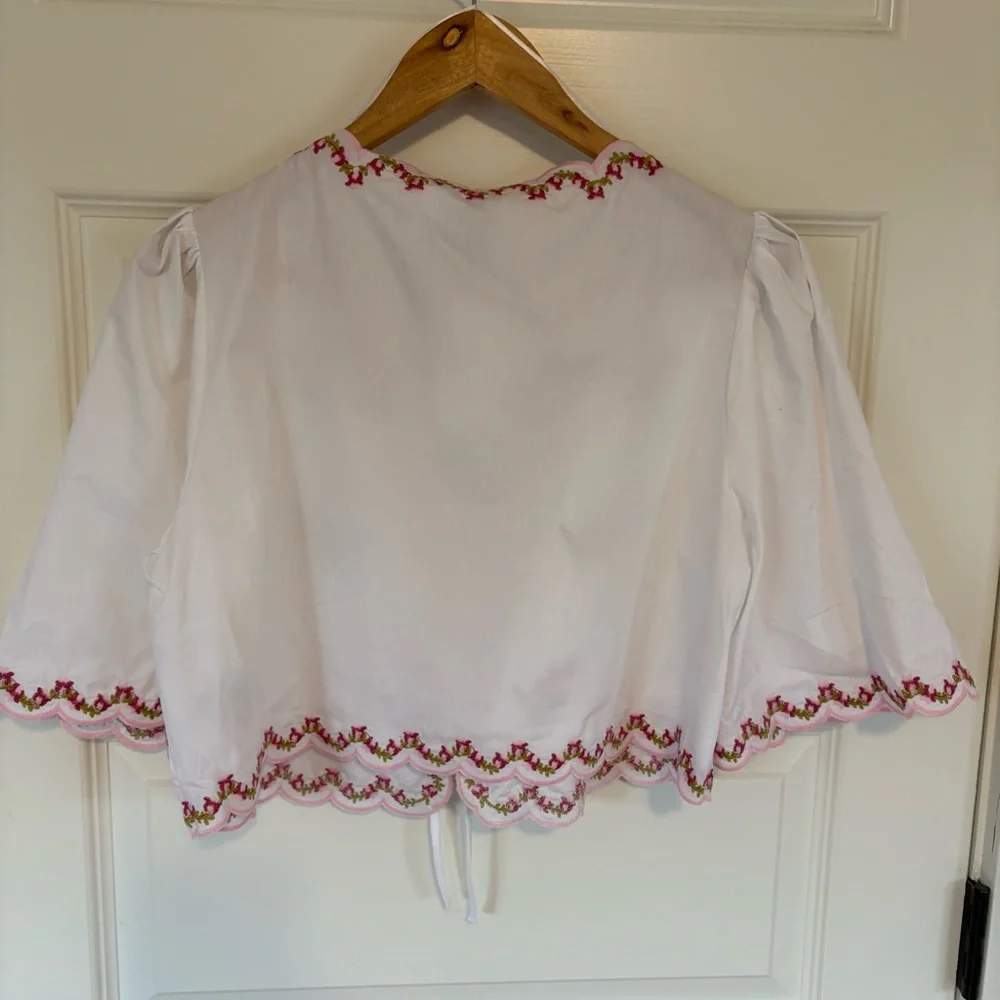 H&M NWT White Floral Embroidered Poplin Blouse Medium - Picture 6 of 8